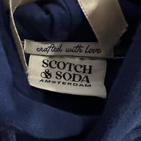 Scotch & Soda Mens Large Relaxed Fit Fleece Graphic Hoodie Black Embroidered NWT - Picture 6 of 12